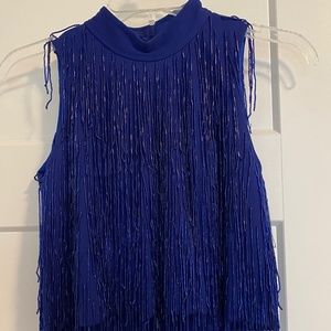 Blue sequins fringed Dance Costume